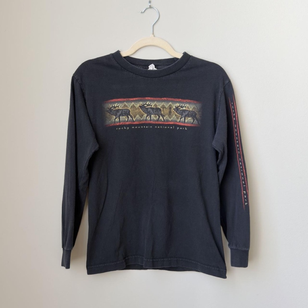Vintage 90s Y2K Indie Granola Rocky Mountain National Park Moose T-shirt
